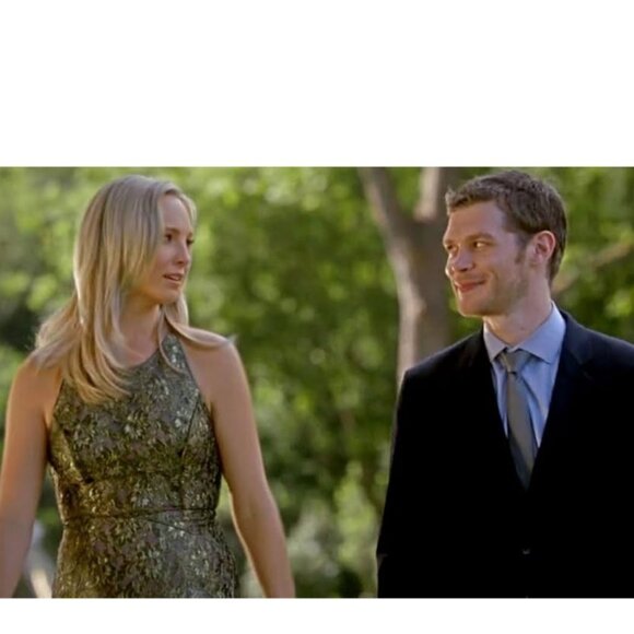 ASO CAROLINE FORBES THE VAMPIRE DIARIES TVD Dress Gold Lace Dress RARE - Picture 5 of 12